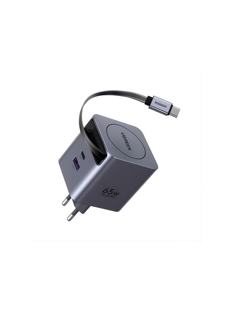 UGREEN Nexode Cargador USB C 65W GaN con Cable Retráctil