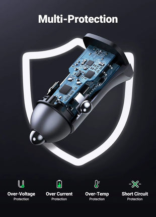 UGREEN CARGADOR DE AUTO 30W CARGA RAPIDA