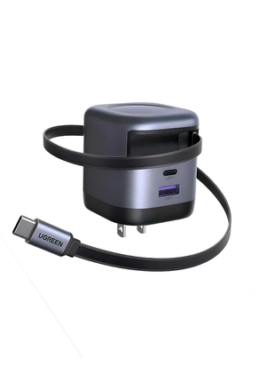 UGREEN Nexode Cargador USB C 45W GaN con Cable Retráctil