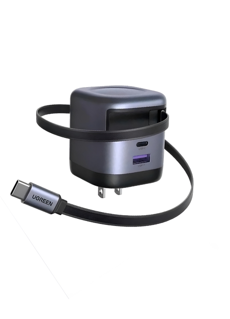 UGREEN Nexode Cargador USB C 45W GaN con Cable Retráctil