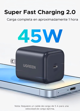 Ugreen 45W USB-C GaN Carga Rapida Negro 65050B