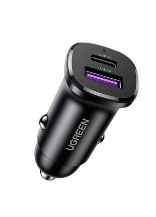 UGREEN Cargador Rapido de 30W para Vehiculo (1 puerto USB tipo C y 1 puerto USB tipo A) 25845
