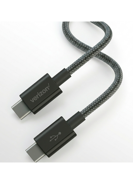 Verizon 1.2M USB-C to USB-C Black Trenzado Charge & Sync Data Cable