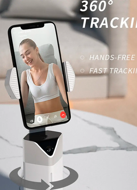 Soporte de teléfono de seguimiento facial automático con IA, no requiere aplicación, rotación de 360", tripode de seguimiento de teléfono facial, soporte de cámara de disparo inteligente para video en vivo